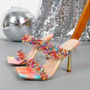 Vibrant Multicolor Embellished Heels